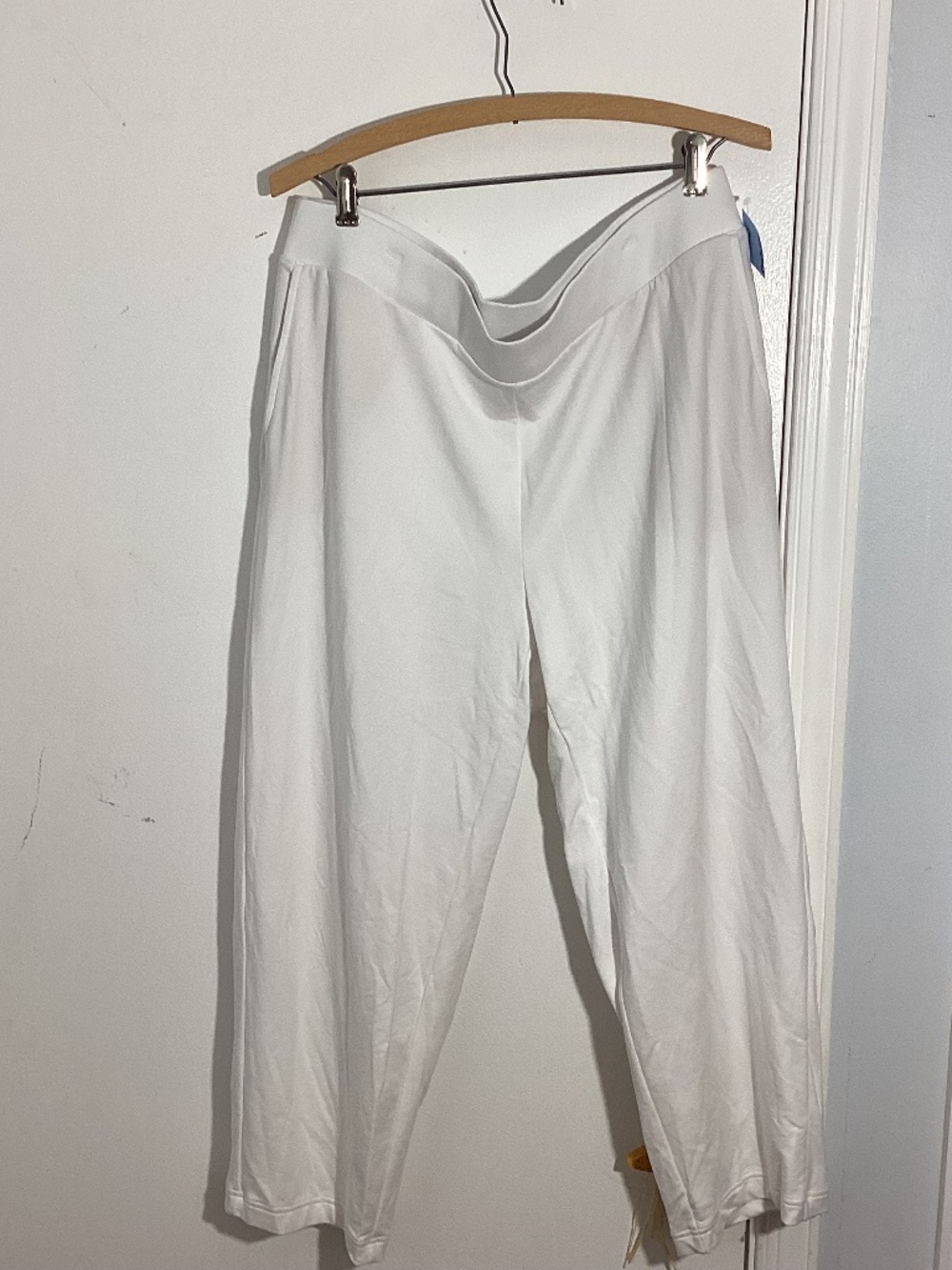 PURE JILL AFFINITY FRENCH TERRY SLIM CROP XL WHITE PANTS POCKETS